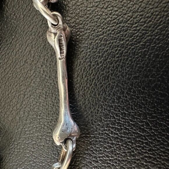 Sterling Silver 925 Bones Link Bracelet 8" - Picture 6 of 10